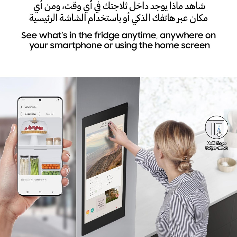 Samsung Refrigerator Bespoke AI Mode Side-by-Side Family Hub 614L SmartThings at Home RS90F66B1FAE