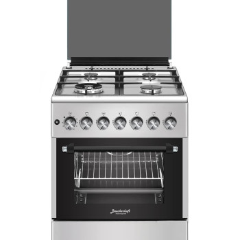 Baeckerhaft Freestanding Gas Cooker with 4 Burners + 1 Wok, Turbo Fan, Digital Timer, Full Safety System, Sabaf Italian Burners, Stainless Steel Finish Size 60x60x82 cm Made in Turkey, 1Year warranty