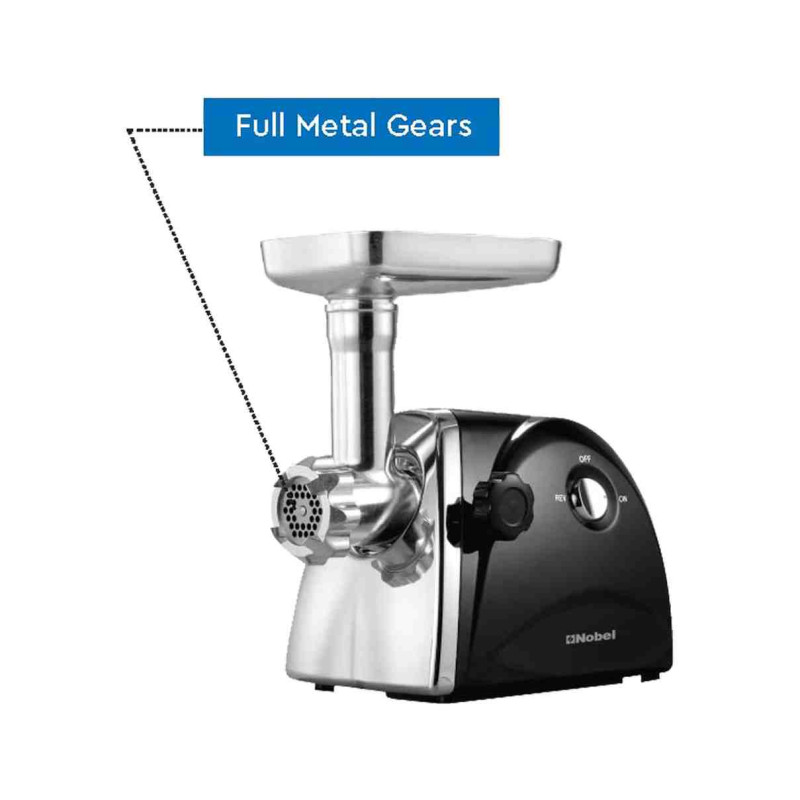 Nobel Meat Grinder with Stainless Steel Cutting Blade and Fine, Durable Gear Box Reverse Function NMG205