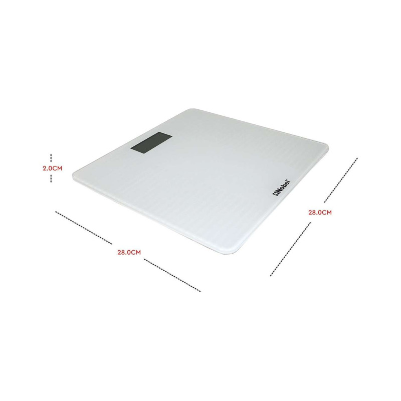 NOBEL WEIGHING SCALE White 180 KGS Tempered Glass Digital Anti Slip Feet NBS60WH