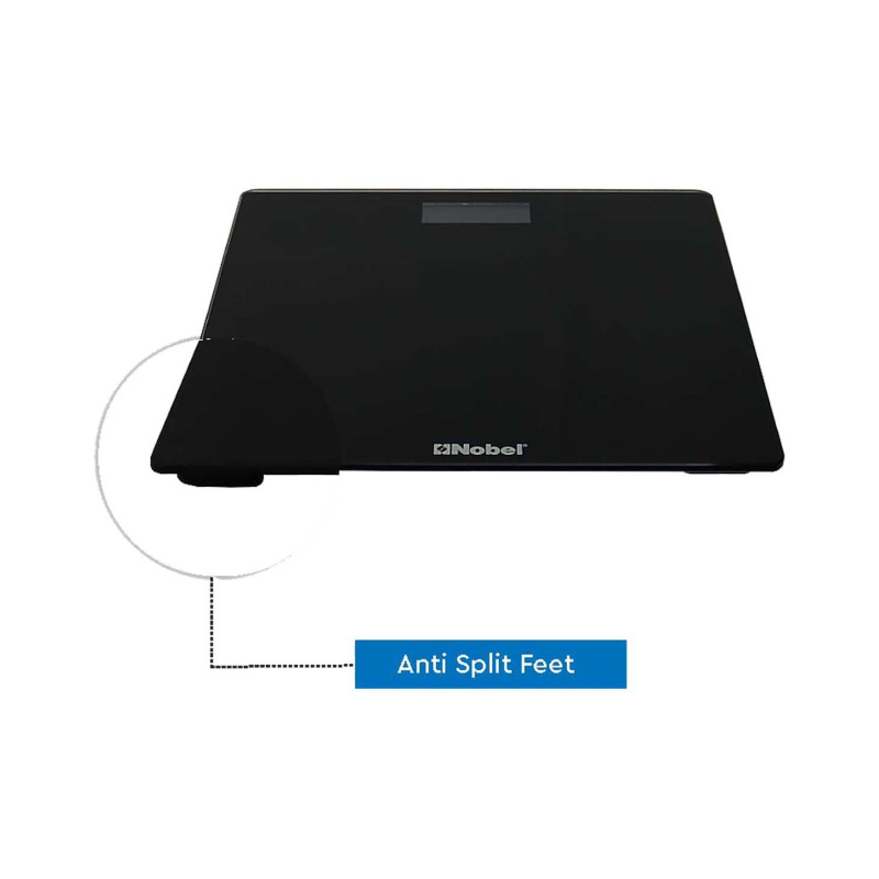 Nobel Weighing Scale Black 150 Kgs Tempered Glass Digital Anti Slip Feet NBS52BK