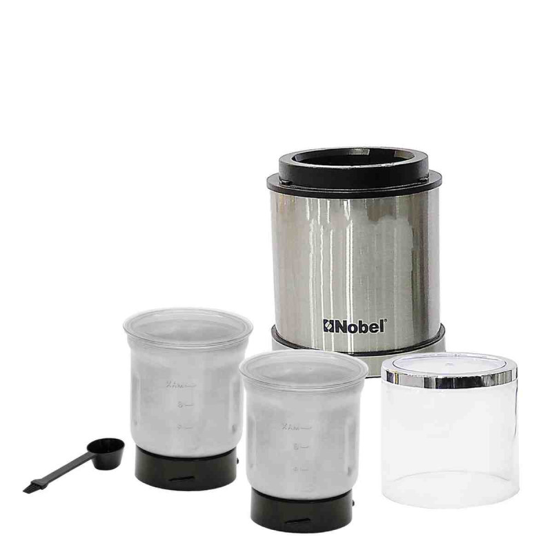 Nobel Portable Coffee Grinder 75 Gm Stainless Steel Jar and Transparent main cover  1Pc Dry & 1Pc Wet Grinder Jar NB805