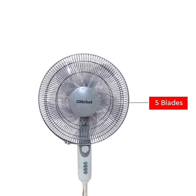 Nobel Stand Fan Gray 16" Stand Fan 1200Rpm 3 Speed 5 Blades With Timer NF145