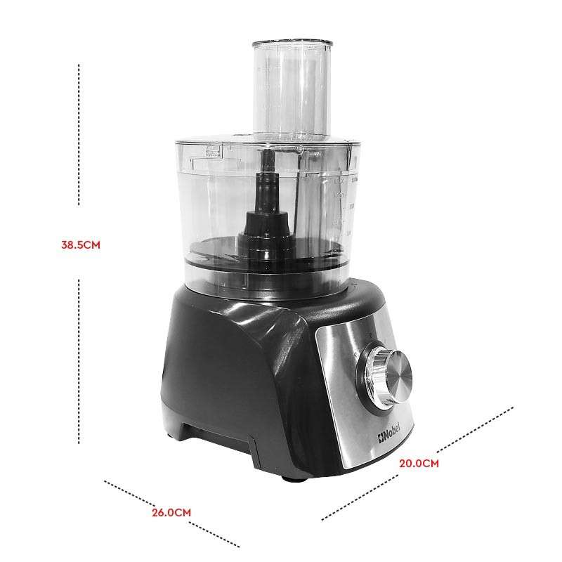 NOBEL 10 in 1 Juicer Food Factory 1.5 Litre 800W 2 Speed - Pulse 3 Cutting Plates Over Heat Protection Anti Slip Feet NFP777E