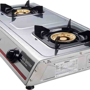 Nobel Gas Stove Stainless Steel Brass Auto Ignition Double Burner Brass Middle Burner NGT2005