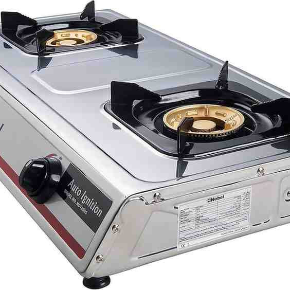 Nobel Gas Stove Stainless Steel Brass Auto Ignition Double Burner Brass Middle Burner NGT2005