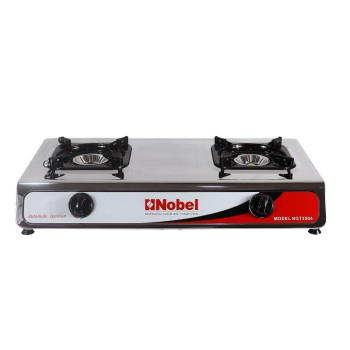 Nobel Gas Stove with Dual Gas Burner/2 Brass Burners and Stainless Steel Brass & Auto Ignition Energy Saving NGT2004
