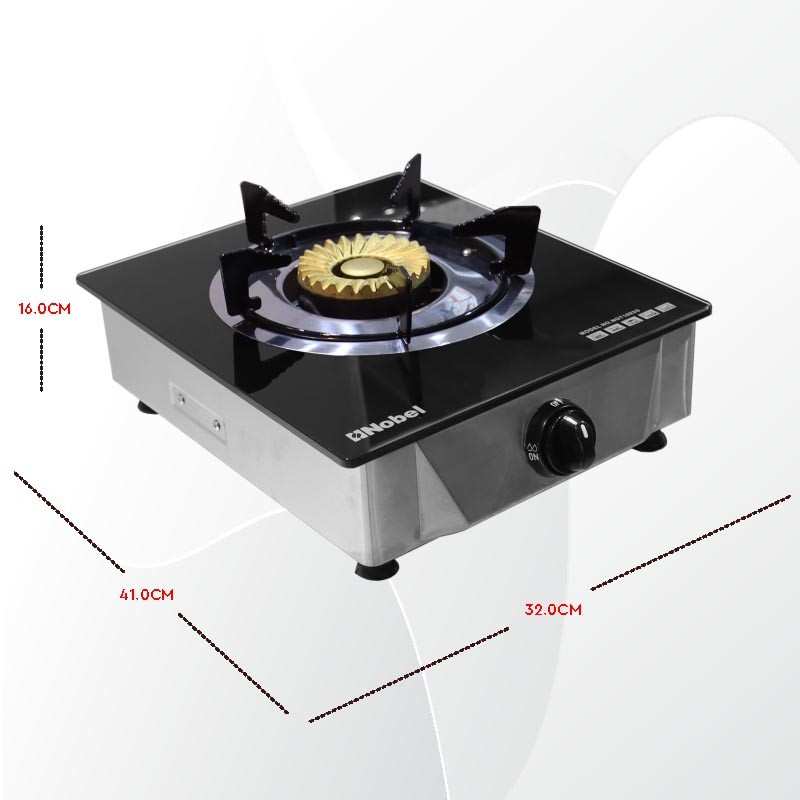 Nobel Single Stove Gas Burner Glass Top Heavy Cast Iron NGT1002G