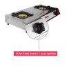 Nobel Gas Stove/Dual Gas Burner 90mm Single + 90mm Double Brass Burner Auto Ignition  NGT2007