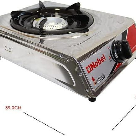 Nobel Nobel Gas Stove Single Gas Burner/Single Brass Burner, Stainless Steel Body Enamel Porcelain Trivet  NGT1001