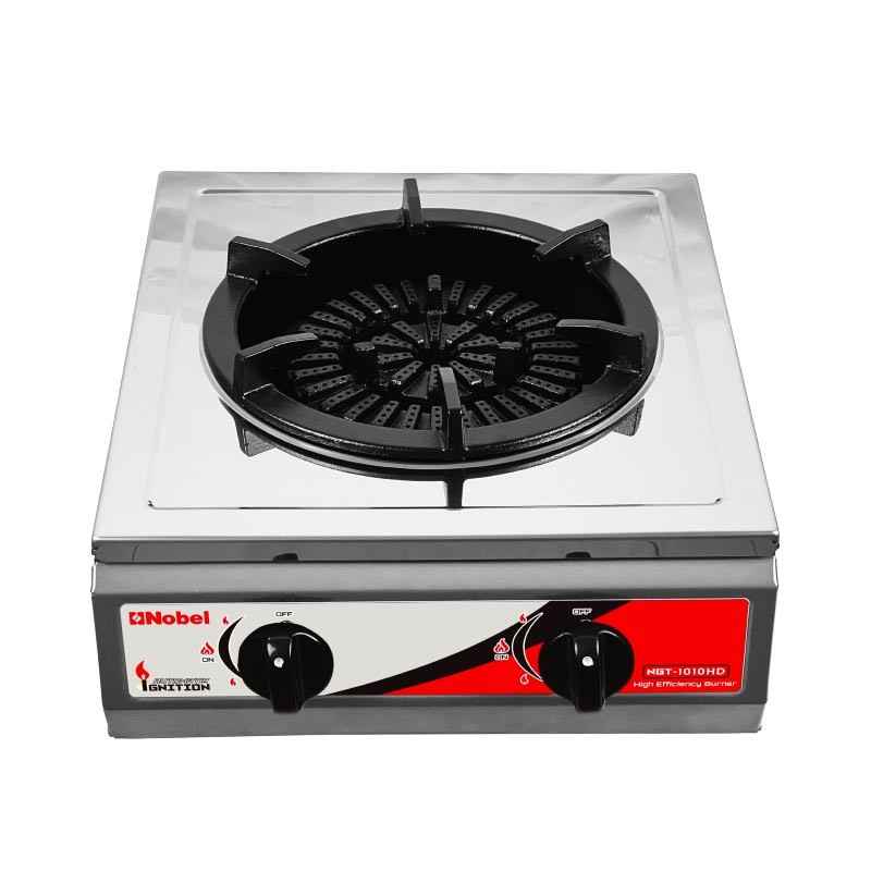 Nobel Gas Stove Stainless Steel, Heavy Duty Cast Iron, Heavy Twin Tube Cast Iron, Non Stick Base HEAD HEAVY CAST IRON TRIVET Auto Ignition Single Burner NGT1010HD