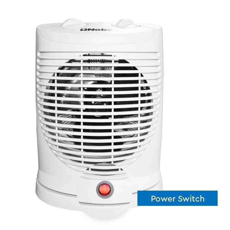 Nobel Fan Heater Gray High Heating Efficiency Adjustable Thermostat Control 2 Power Settings Over Heat Protection NFH200