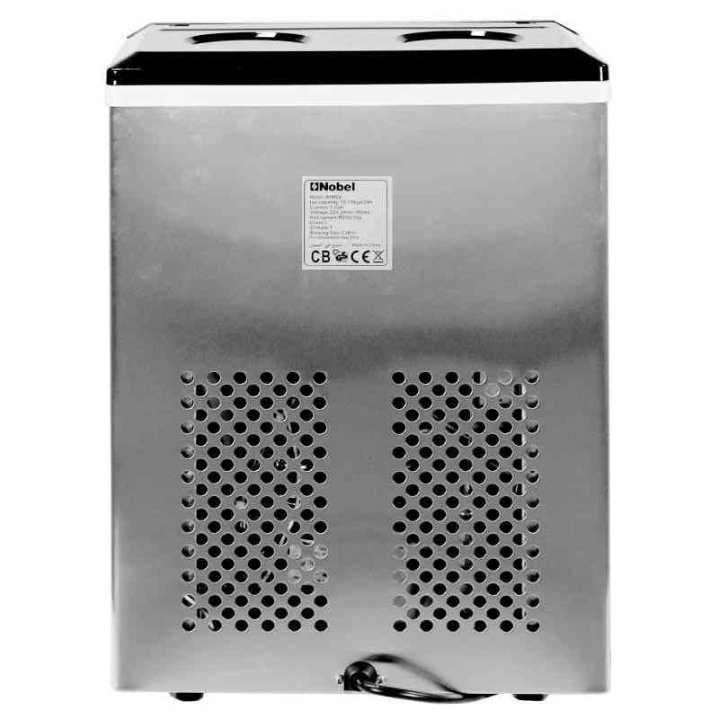 Nobel Ice Cube Maker Stainless Steel 15-18 Kgs 24 Hrs Ice Making Capacity 2.4Kgs Icebin Capacity, 3.2L Water Tank Bullet Ice Shaped Led Indicator NIM24