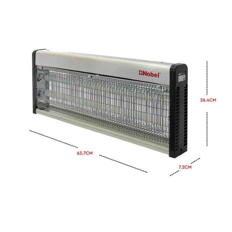 Nobel Ultra Slim Insect Killer with 2 Element, Aluminum Alloy Housing-Oil Proof, Electroplated Aluminum which covers 150 SQ.M Area with UV Tube T82X18W 43W Twin Tube NIK840