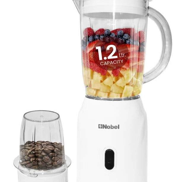 Nobel Table Top Blender White 1.2 Litre  Grinder Cup Stainless Steel Blade NB111L