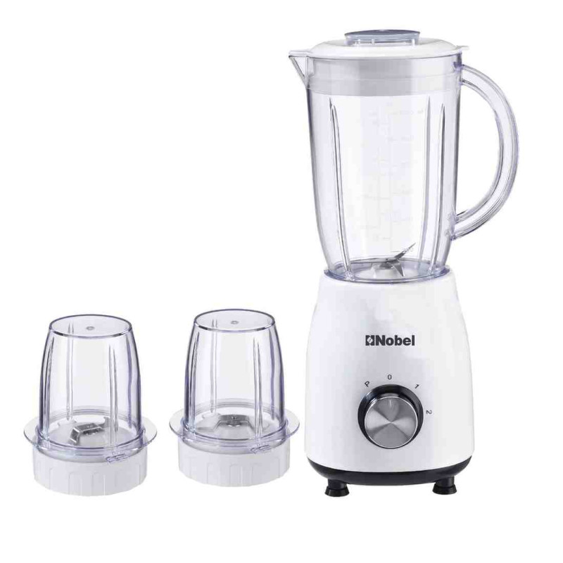Nobel Table Top Blender White 1.2 Litre  With Grinder & Chopper  NB112L