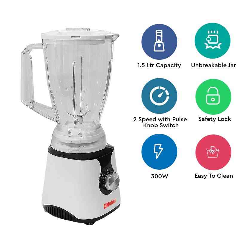 Nobel Table Top Blender 1.5 Litre  Grinder NB303E