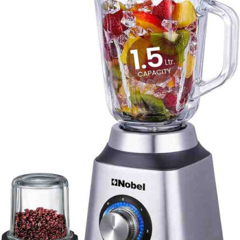 Nobel 2 in 1 Blender 1.5 Litres Blender with Glass Jar & Glass Grinder, NB515CR