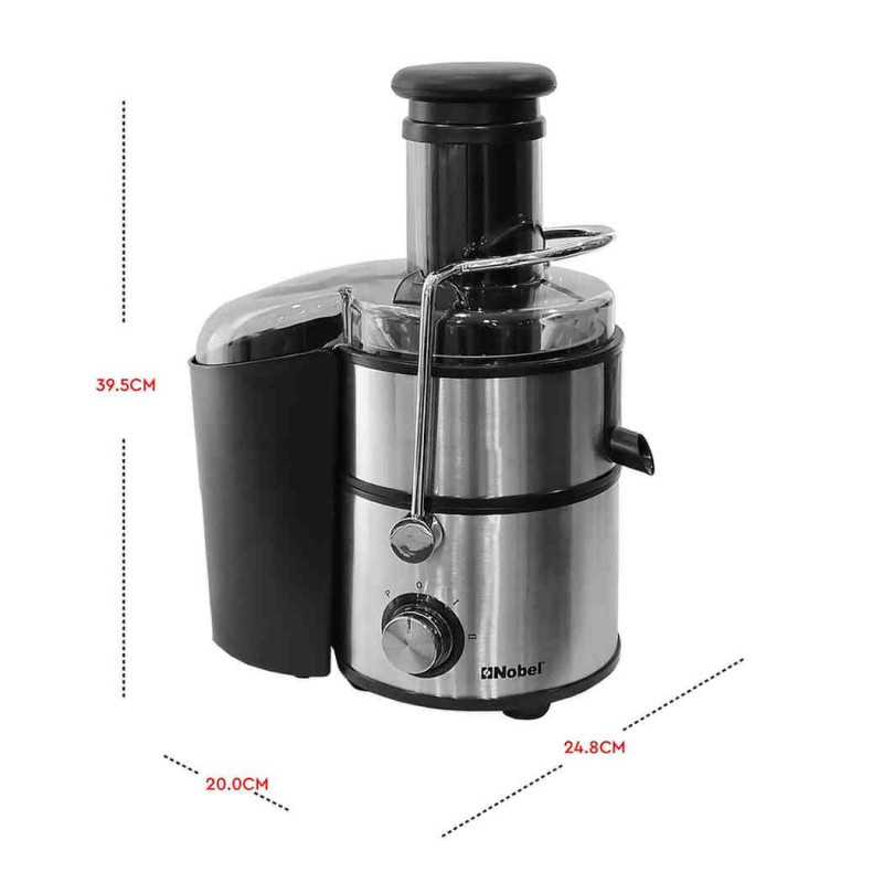 Nobel 4 in 1 Juicer Stainless Steel 1.1 Litre Juice Cup, Stainless Steel Strainer Grinder, Chopper, Blender Glass NJE404E
