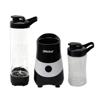 NOBEL PROFESSIONAL Blender Black 600+300ML PUSH BUTTON CONTROL Plastic Body Stainless Steel Blade Over Heat Protection NB600
