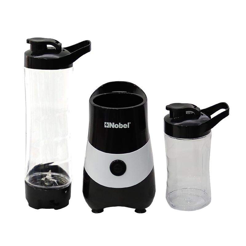 NOBEL PROFESSIONAL Blender Black 600+300ML PUSH BUTTON CONTROL Plastic Body Stainless Steel Blade Over Heat Protection NB600