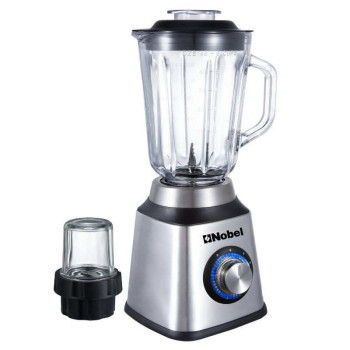 Nobel 2 in 1 Blender & Grinder, Stainless Steel Base, 1.5L Glass Jar & Grinder, NB515CRI