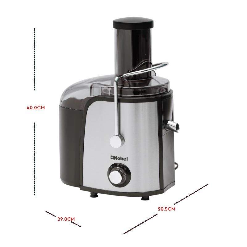 Nobel Juicer with 2 Litres Pulp Container and 1.1 Litre Juicer Cup, Feeding Tube 75mm, 2 Speed Control, and Overheat Protection & Safety Lock Device NJE101E