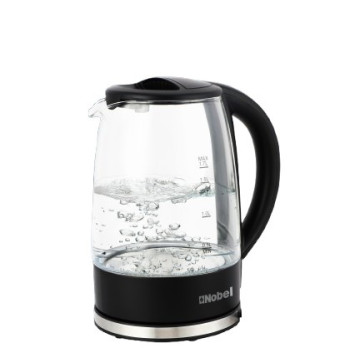 NOBEL Kettle Elegant 1.7L Glass Electric with 360° Rotation, Blue Light, and Boil-Dry Protection - NK17G