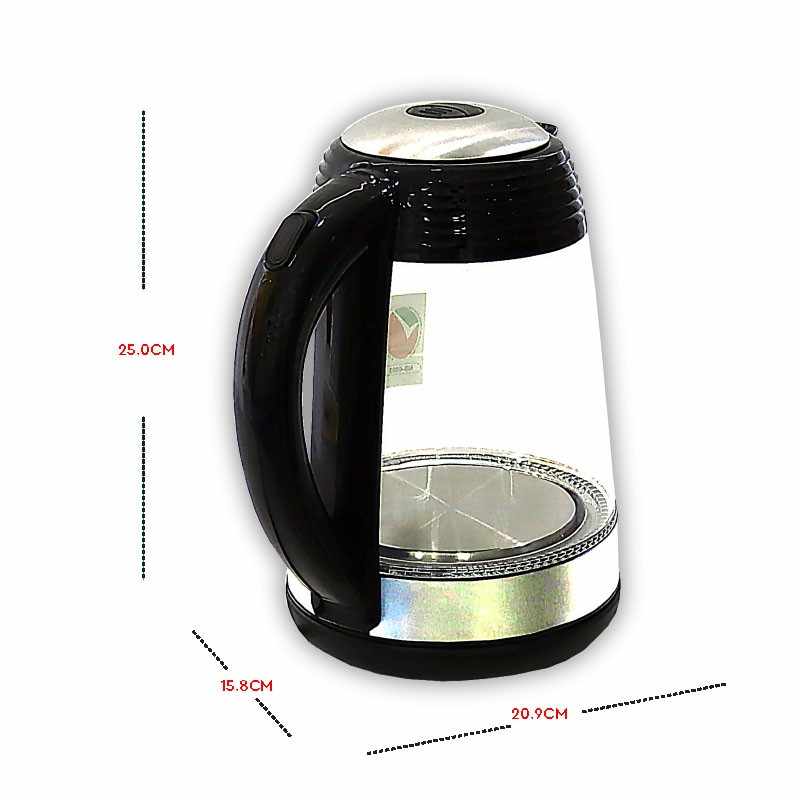 Nobel Kettles 1.7 Liter Glass with LED Light Stainless Steel Heating Element with 3 Step Safety Protection, Stain Resistant Boiling Dry Protection, NK170GK