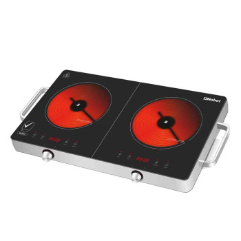 Nobel Infrared Cooker: LED Digital Display Crystal Glass Surface with Touch and Knob Controls, 2800W Power, 10 Adjustable Power Levels, 3-Hour Timer, Advanced Safety Features, and Versatile Compatibility for All Pot Materials NIC20