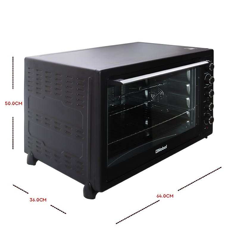 Nobel 105 Litres Electric Oven with 5 Knob Control and has Enameled Square Tray Bake Pan, Grill Convection Rotisserie & Inner Lamp 2800W NEO120