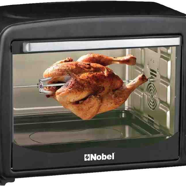Nobel 55 Litres Electric Oven, 4 Knob Control with Rotisserie. Convection Fan & Inner Lamp, 100-250 Degrees Temperature Control, Stainless Steel Handle, Heat Resistant Tempered Glass NEO60