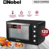 Nobel 7 in 1 | 120Liters Electric Oven with 4 Control Knobs, and Double Glass, 70-250° AdjustableTemperature Control, 120 Min Timer With Bell Ring, 2M Shape Heating Elements, 2800W NEO135PRO