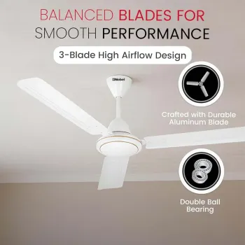 Nobel Ceiling Fan – 80W, 120cm, 3 Blade, Quiet & Energy Efficient NCF48