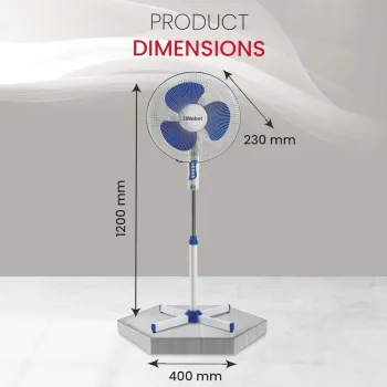 Nobel 3-in-1 Stand 16" Fan , 3-Speed, 85° Oscillation, Copper Motor, Polypropylene Blades, Strong Airflow, Quiet Operation, 1200 RPM, 60W NF311