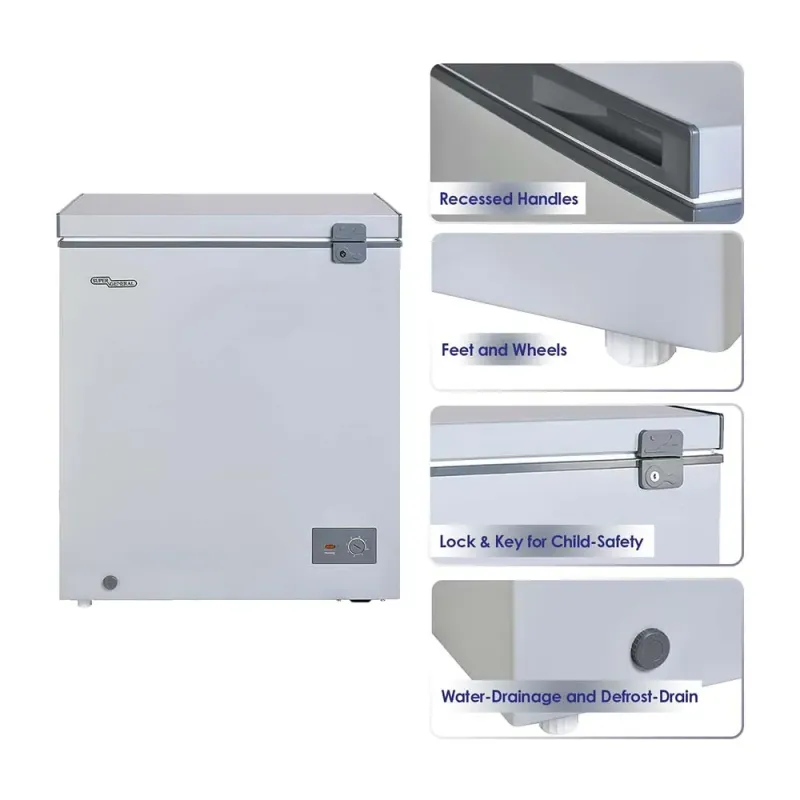 Super General 200 Liter Chest Freezer, Compact Deep Freezer with Storage Basket, Grey, 1-Year Warranty, SGF222HMS