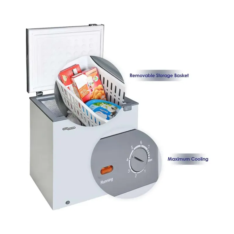 Super General 200 Liter Chest Freezer, Compact Deep Freezer with Storage Basket, Grey, 1-Year Warranty, SGF222HMS