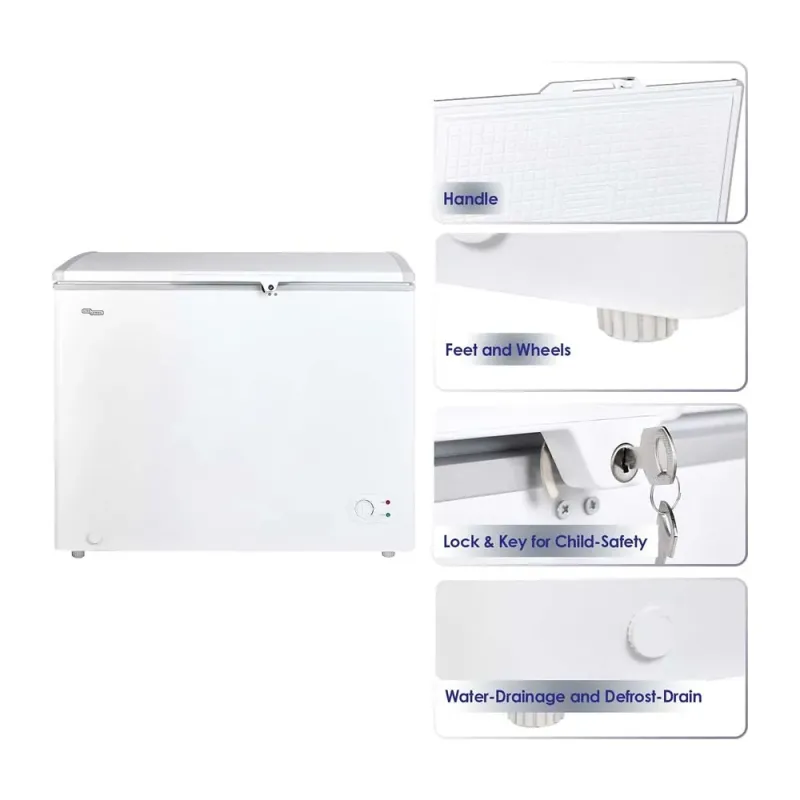 Super General 250 Liter Chest Freezer, Energy Efficient, Lock and Key, light-weight construction, 1-Year Warranty, SGF244HE
