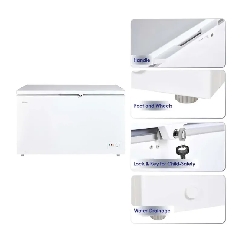 Super General Chest-Freezer 440 Liter Gross Volume, White, Rectangular Deep-Freezer with Sliding Glass door, 1-Year Warranty, SGF444HE