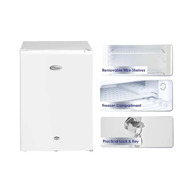 Super General 90 Liter Compact Mini Refrigerator Beverage Fridge with Child Lock, Shelf, Freezer Box, Reversible Door SGR045H