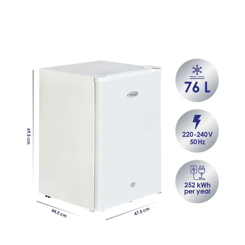 Super General 90 Liter Compact Mini Refrigerator Beverage Fridge with Child Lock, Shelf, Freezer Box, Reversible Door SGR045H