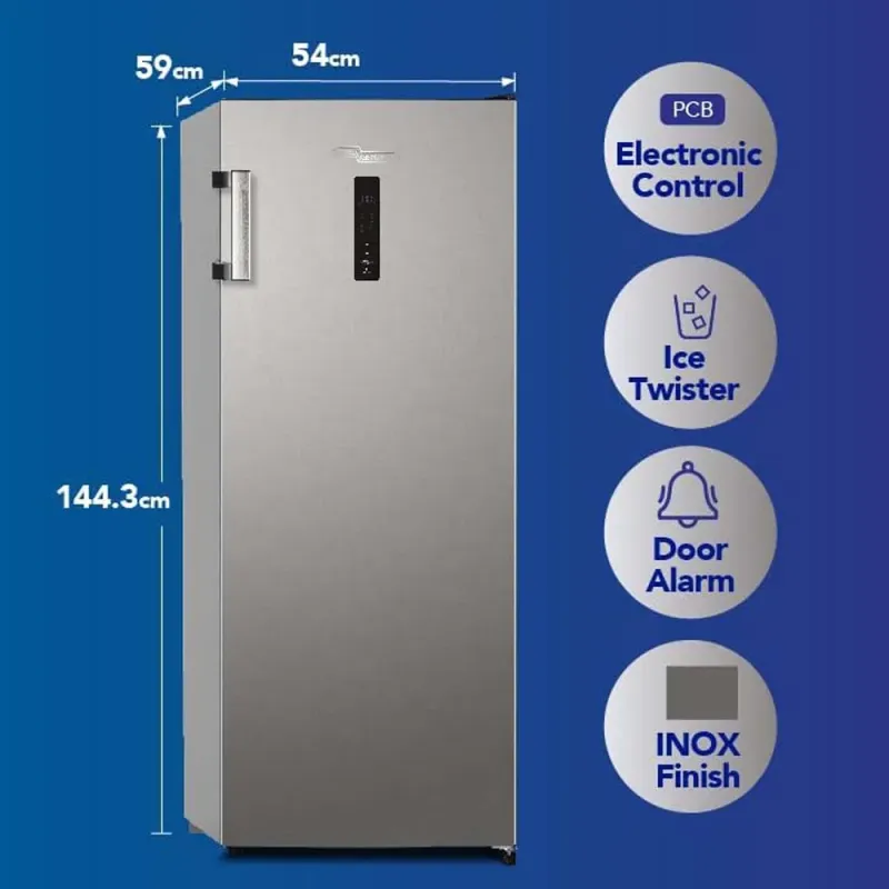 Super General 215L Upright Freezer SGUF301NFDCI, Inverter Compressor, No Frost, Reversible Door, LED Display with Digital Control