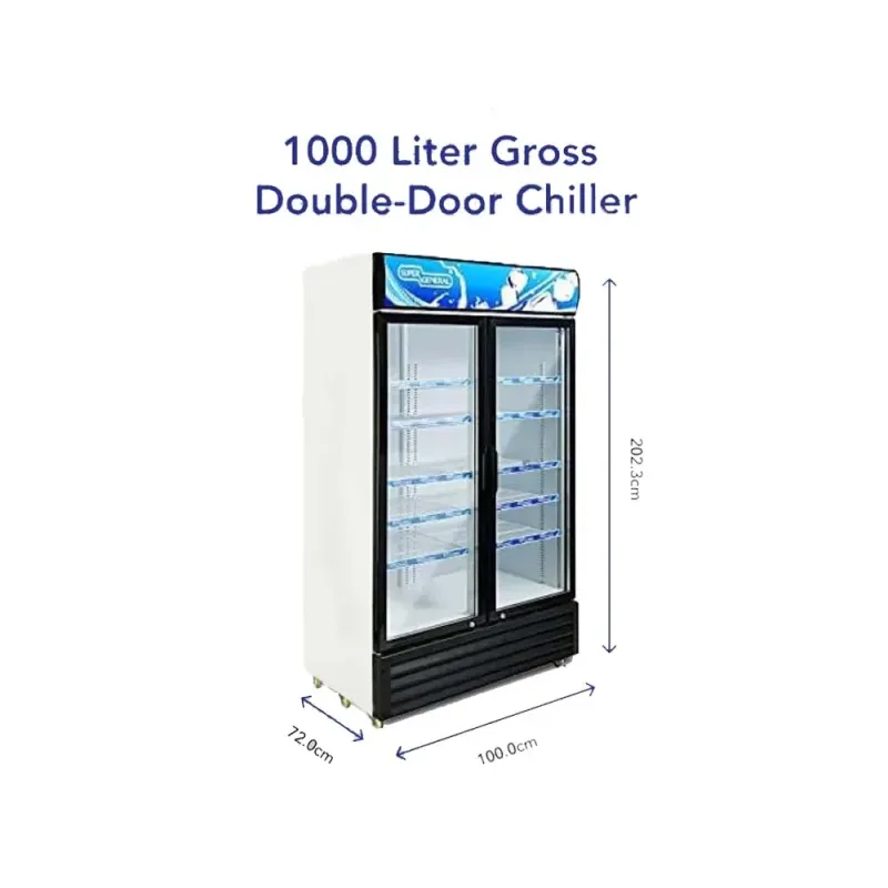 Super General Showcase 800L Glass Liter Double-Door Upright Beverage Chiller Model SGSC1018IF