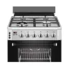 Baeckerhaft Freestanding Gas Cooker with 4 Burners + 1 Wok, Turbo Fan, Digital Timer, Full Safety System, Sabaf Italian Burners, Stainless Steel Finish Size 60x60x82 cm Made in Turkey, 1Year warranty