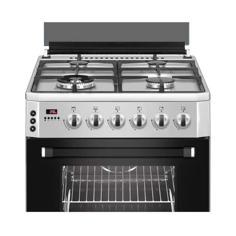 Baeckerhaft Freestanding Gas Cooker with 4 Burners + 1 Wok, Turbo Fan, Digital Timer, Full Safety System, Sabaf Italian Burners, Stainless Steel Finish Size 60x60x82 cm Made in Turkey, 1Year warranty