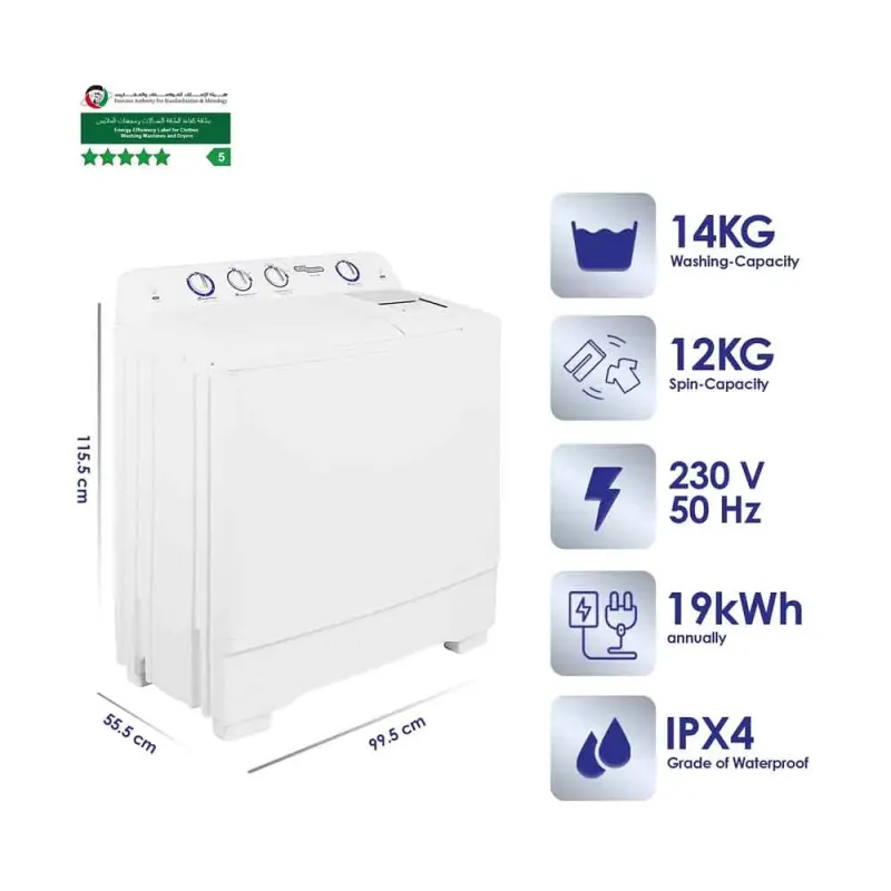 Super General 14 kg Twin-tub Semi-Automatic Washing Machine SGW150N
