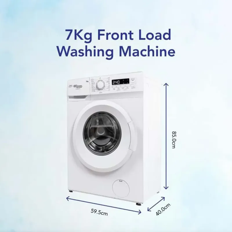 Super General 7 Kg Front Load Washing Machine 1200-RPM 15 Wash Programs, Quick Wash, LED Display, Delay Start, Drum Clean Model SGW7250NLED