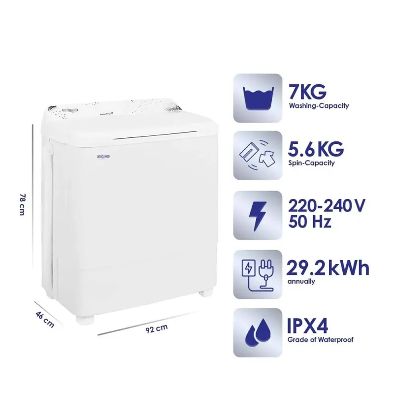 Super General 7 kg Twin-tub Semi-Automatic Washing Machine Model SGW77N