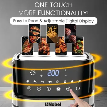 Nobel 6.5L Digital Air Fryer with Fry Force 360° Technology, Adjustable Temperature & 60-Min Timer, Low Oil Cooking NAF800
