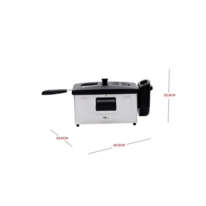 Nobel Deep Fryer 3Ltr Capacity with 700g Frying Capacity and has Detachable Enamel Oil Tank,Plastic Lid with Stainless Steel and Filter NDF7G